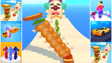 Sandwich Runner, Shape-shifting, Race Master 3D, Blob Runner 3D All Level Gameplay