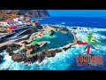 Porto Moniz natural swimming pool aerial view - Madeira Island - 4K Ultra HD