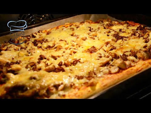 Video: Pizza Mit Hackfleisch, Champignons Und Wurst