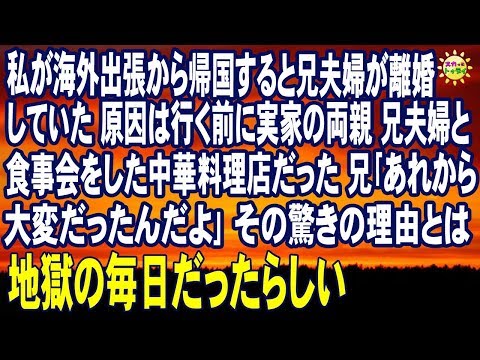 スカッとする話　私が海外出張から帰国すると兄夫婦が離婚していた 原因は行く前に実家の両親 兄夫婦と食事会をした中華料理店だった 兄｢あれから大変だったんだよ｣その驚きの理由とは