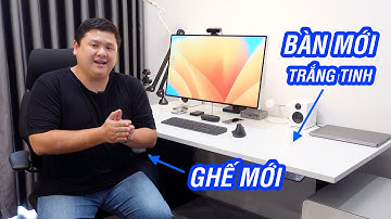 Bàn nâng hạ mới trắng tinh, ghế Humanscale: Tour phòng làm việc của mình (2023)