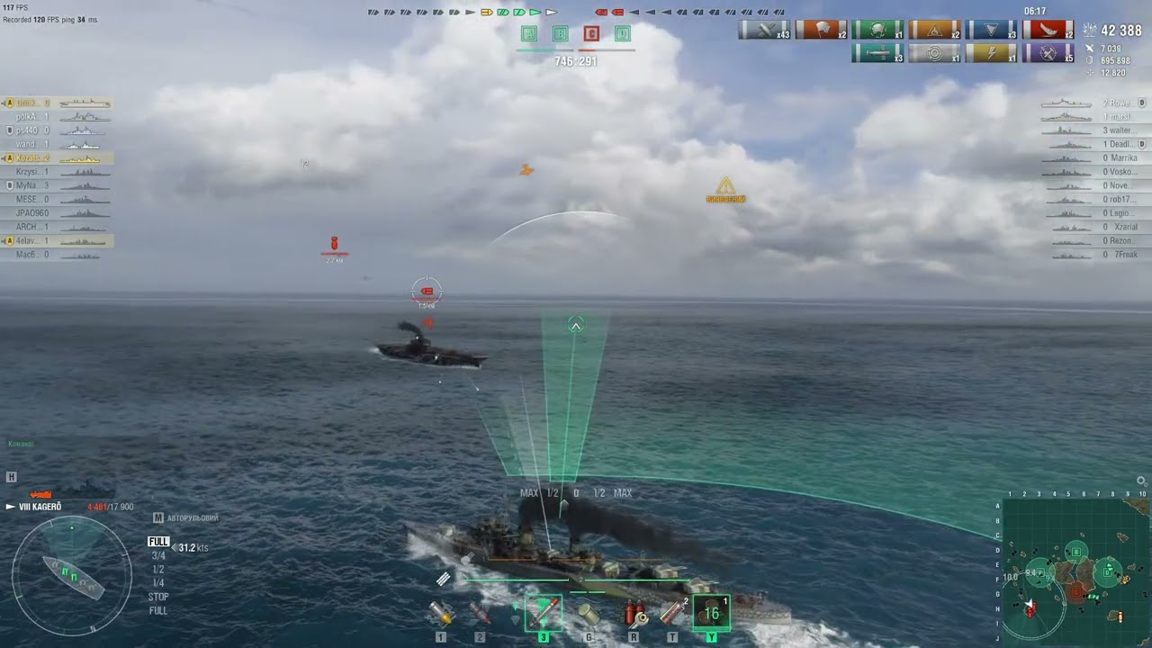 Warning ! World of Warships ! Knockdown ! Kagero ! s CV Implacable in Random Battle !