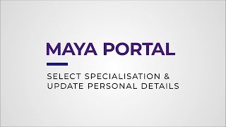 Guide Select Specialisation Update Personal Details
