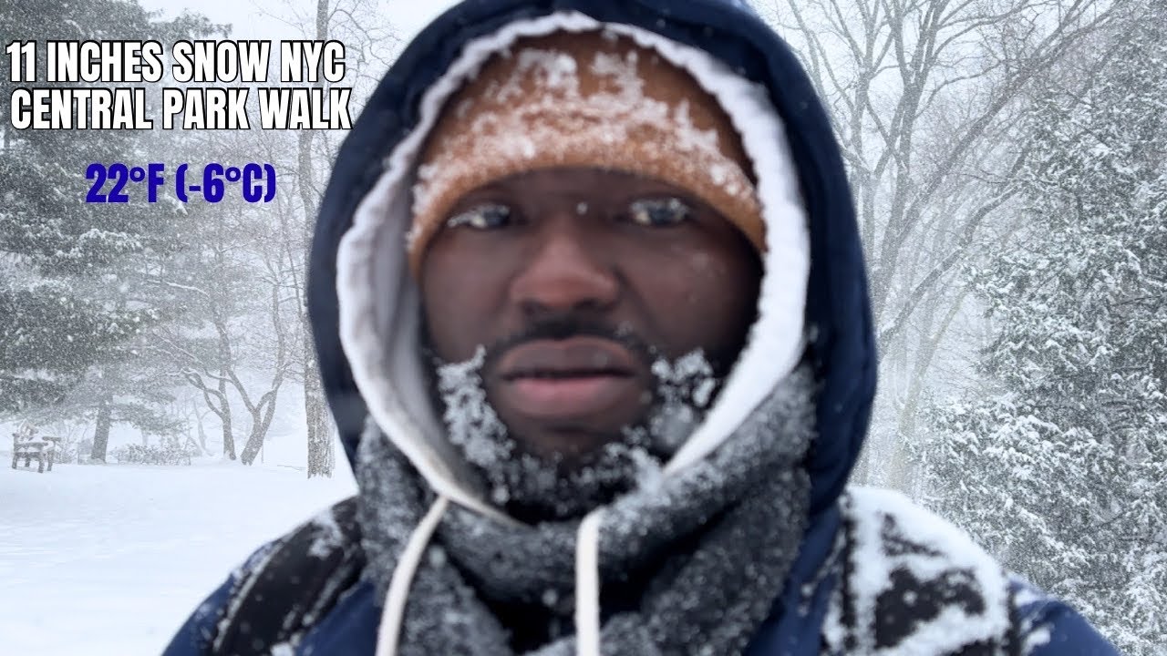 NYC BIGGEST SNOWFALL! ❄️ Central Park Blizzard Walk (Winter Storm Fern) - 4K ASMR