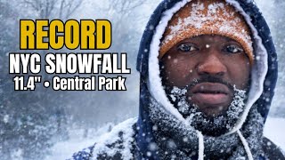 NYC BIGGEST SNOWFALL! ❄️ Central Park Blizzard Walk (Winter Storm Fern) - 4K ASMR
