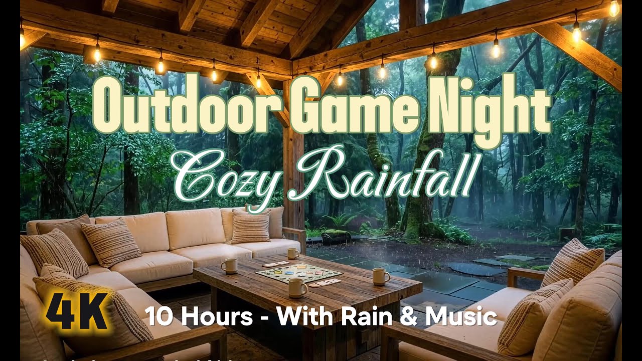 Rainy Forest Patio 🌧 | 10 Hours of Cozy Piano & Rain Sounds
