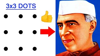 Turn 9 dots into Jawaharlal Nehru drawing outline - Independence day drawing - Childrens day drawing screenshot 5