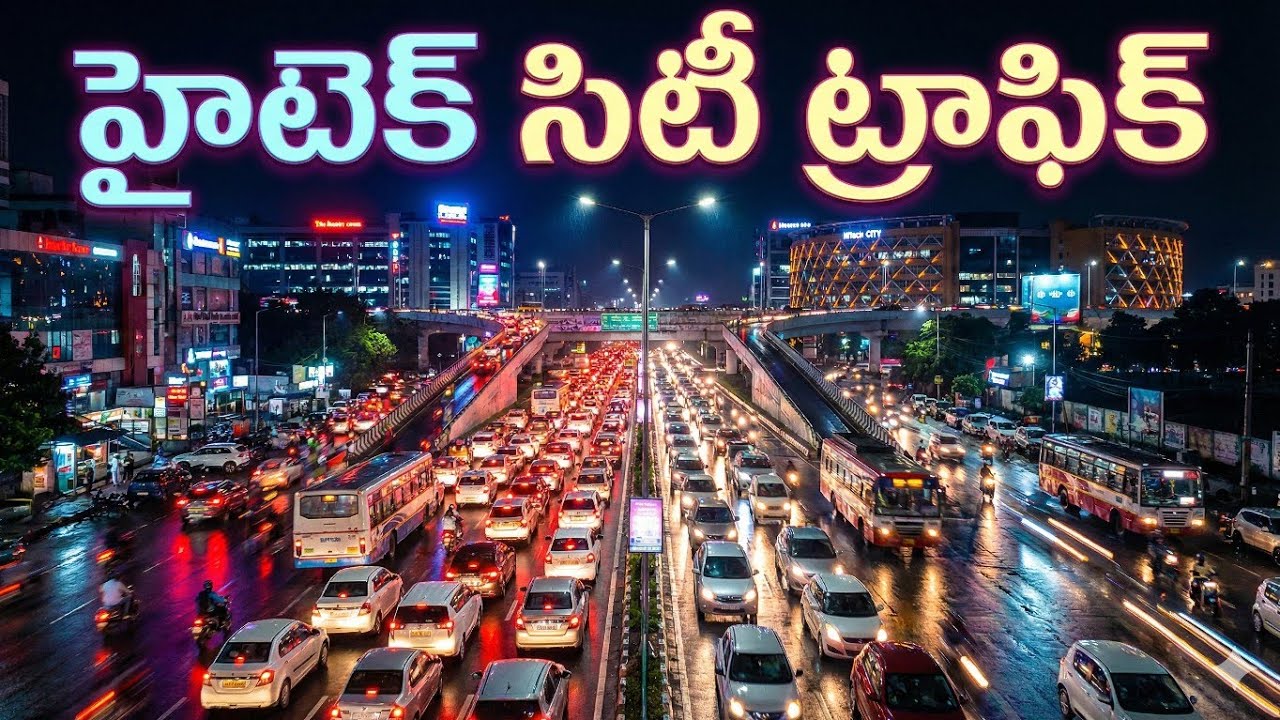 Hitech city traffic || Night view of hitech city || Traffic jam || in Telugu 