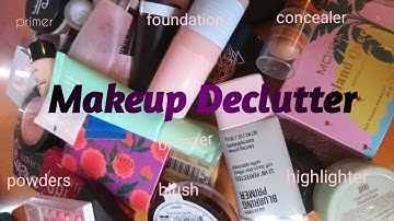 MAKEUP DECLUTTER 2021💗 Primer, foundation, concealer, powders, bronzer, blush and highlighters!