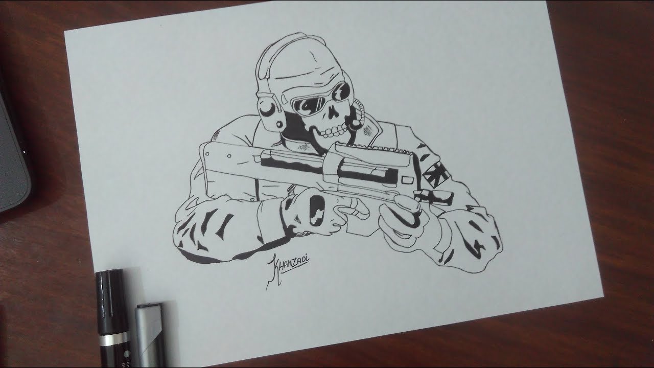 How to Draw Ghost From Call of Duty: MW2 