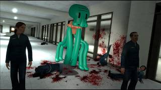 Squidward Nextbot chases me in the White mall and causes PANIC (Garry's Mod)