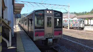 JR大鰐温泉駅　奥羽本線 大館行き発車【701系・8646M】　2020.10.20