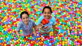 Giant Ball Pit Pool Toy Challenge - Surprise Eggs - Mashems - Shopkins - Num Noms Prizes