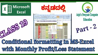 19. Conditional formatting in Excel (Part - 2) with Monthly Profit/Loss Statement
