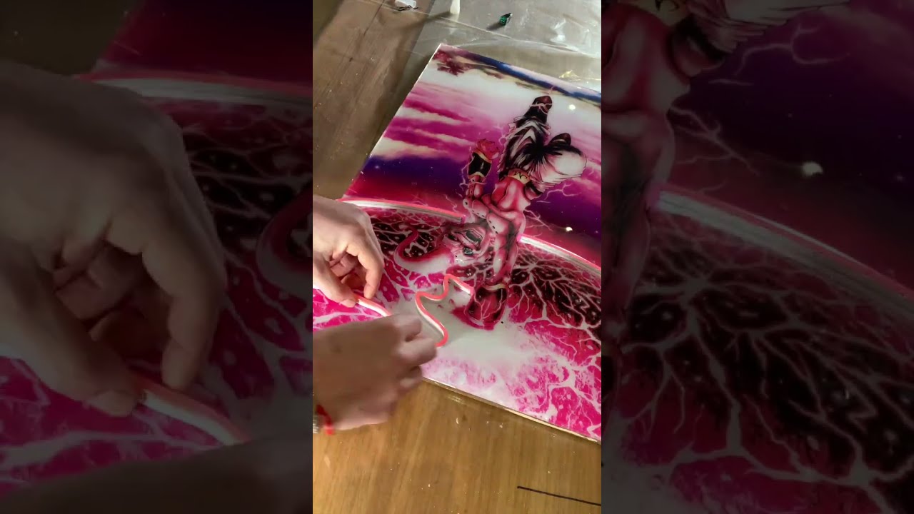 🐽 Cuadro de KID BOO con Resina Epoxi y Led Neón [Paso a Paso]