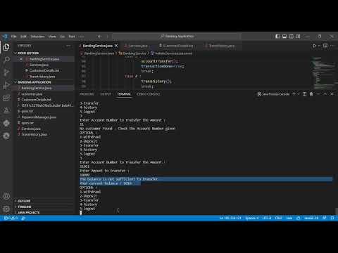 Banking Application using Core JAVA - Console Application