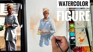 How to Color human figure with watercolor | Easy watercolor drawing .