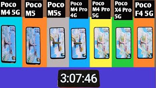 Poco M5 vs Poco M4 5G vs Poco M4 Pro 5G vs Poco M4 Pro vs Poco X4 Pro | BATTERY DRAIN TEST | 🔥⚡
