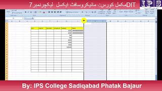 Famous Ms Excel Complete Course Lecture No.7 for DIT Students Net Worth