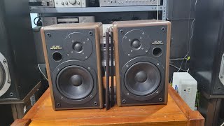 Onkyo D-202 speakers with bright treble and soft bass, perfect for