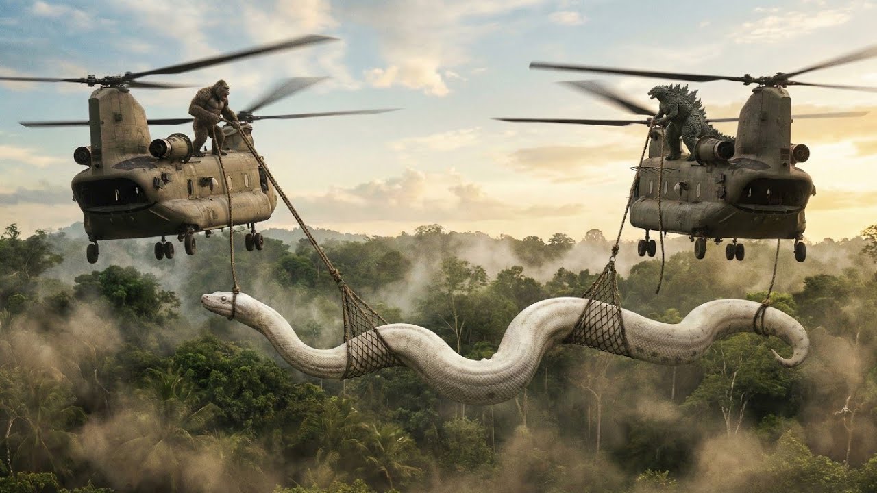 Giant Anaconda vs King Kong & Godzilla | Epic Monster Airlift & City Destruction”