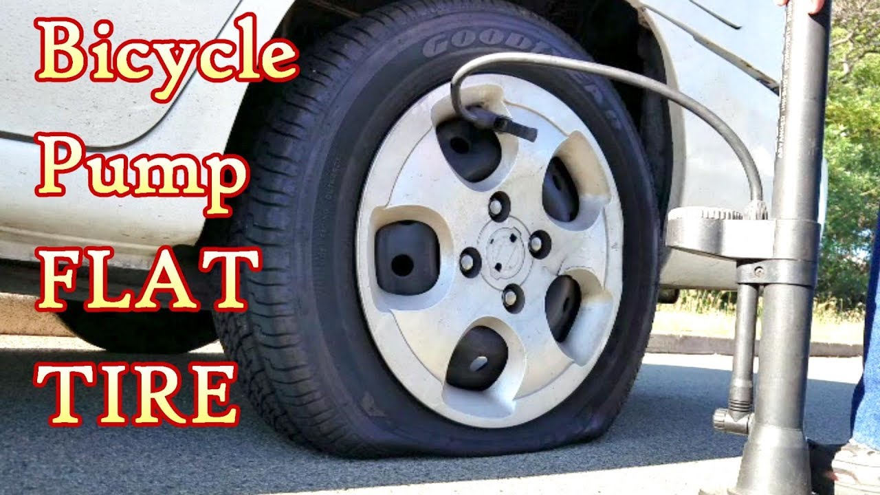 use Bicycle Pump to pump Flat Car Tires 