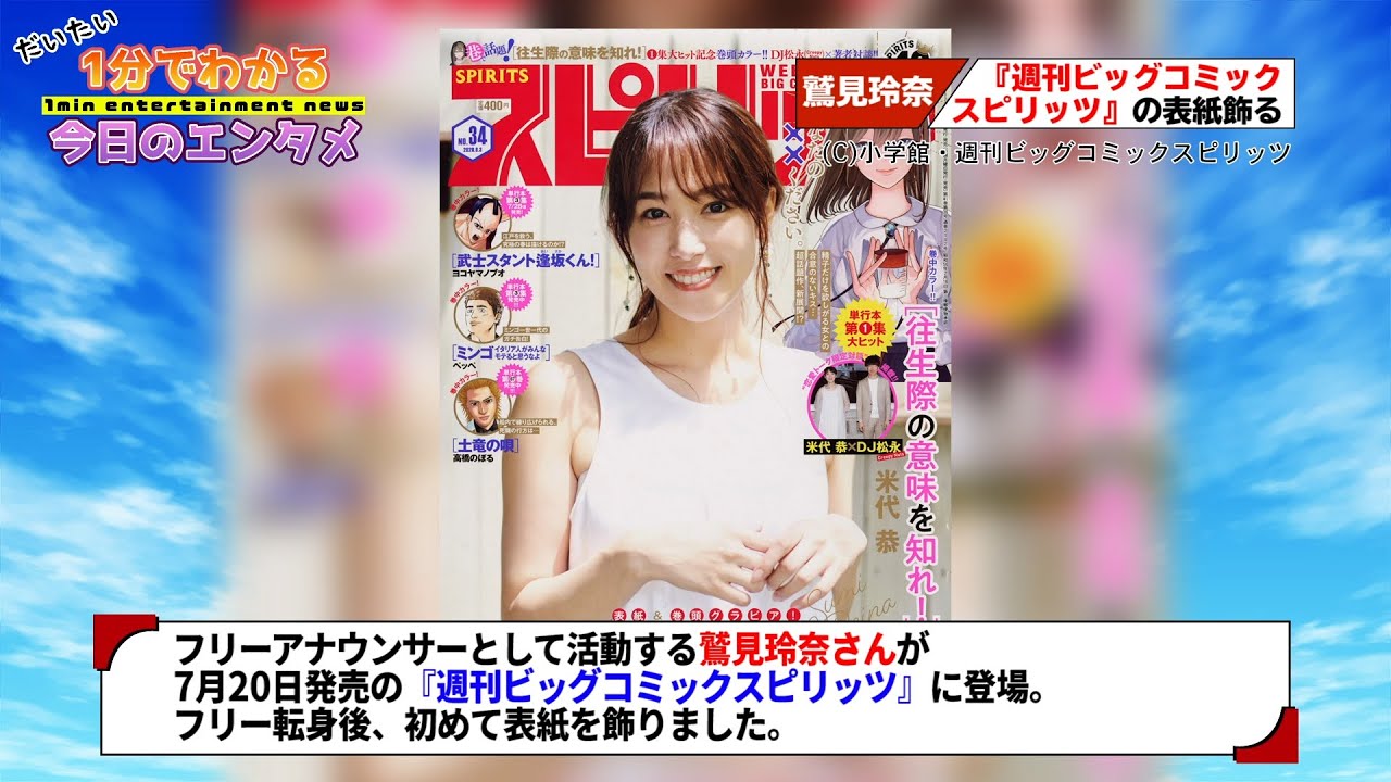 スピリッツ　2020 34　鷲見玲奈　喫茶落ちの為回りが固められてます スピリッツ 2020 34 鷲見玲奈 喫茶落ちの為回りが固められてます 雑誌