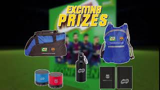 Win exciting gifts from football club barcelona! to just sms the
unique code under inner flap of milo 400g pack 6456. hurry up! codes
are limited ...