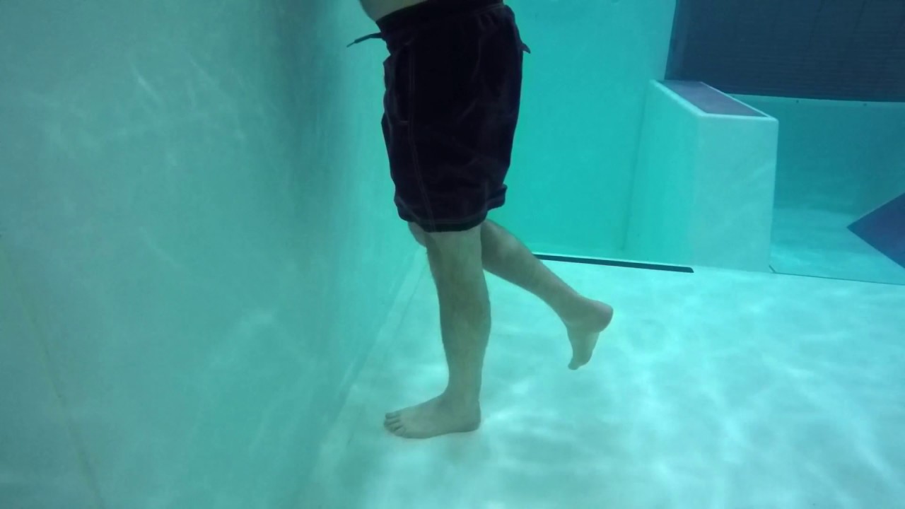 Achilles rupture and surgery patient - at assessment and working in the pool