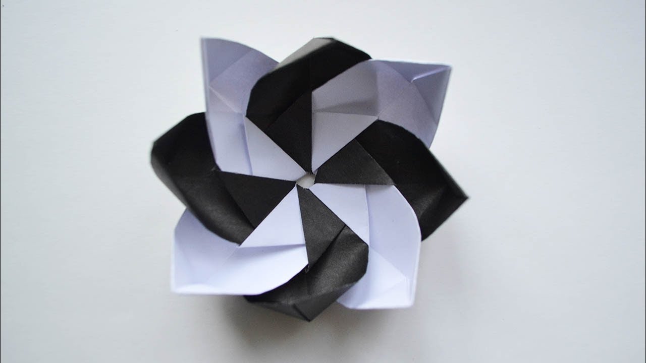 Paper Origami Flower Bouquet in Black and White