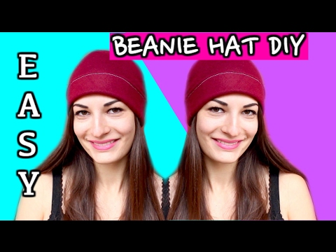 How to Make a Beanie Hat without a Pattern! Sewing Easy DIY Beanie Hat Tutorial -