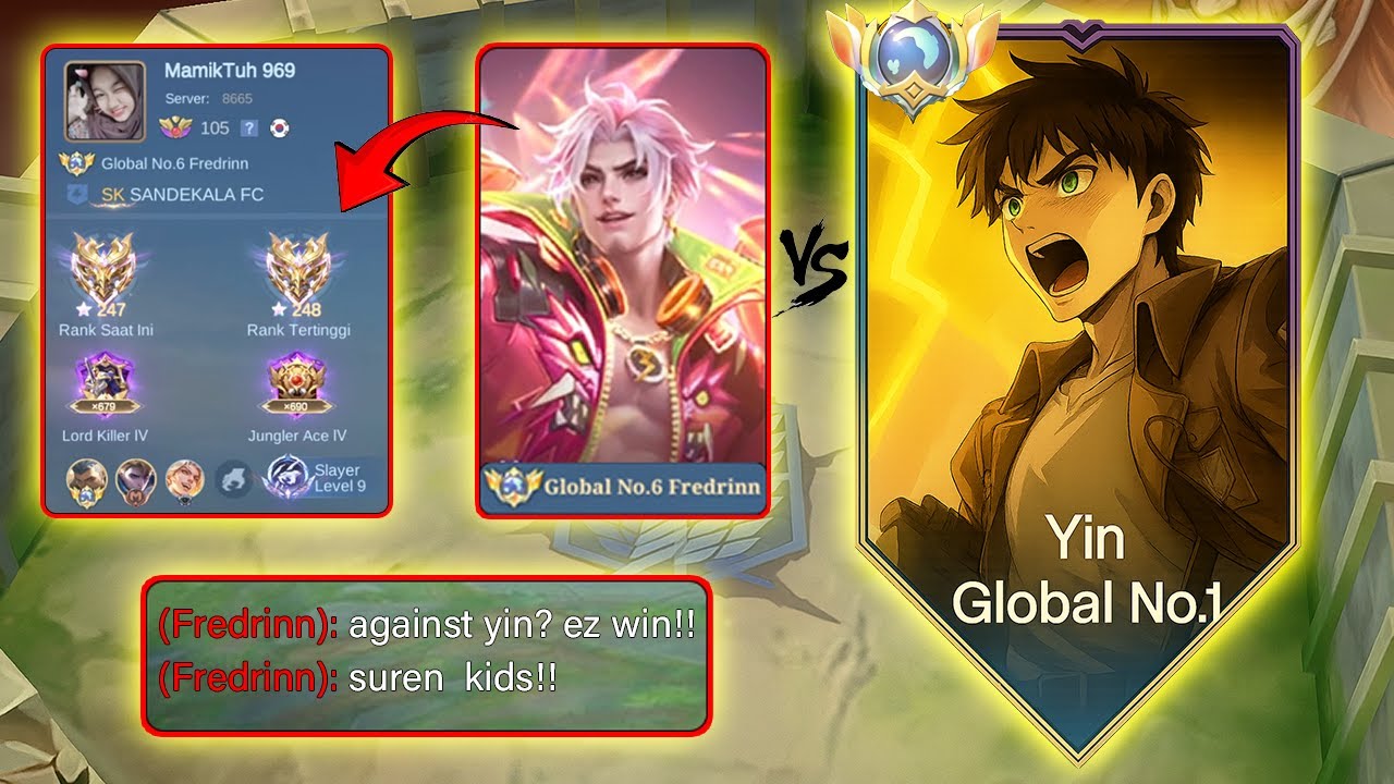 GLOBAL YIN EREN vs GLOBAL No. 6 FREDRINN!! GOD MODE ACTIVATED | Mobile Legends