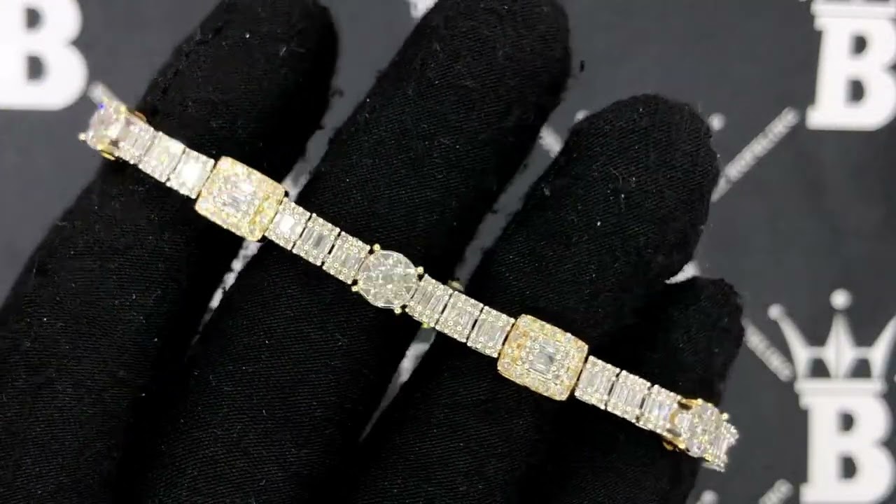 Bust Down Cluster Rectangle & Round 5.00cttw Diamond Bracelet 10K Gold | Real Hip Hop Bling Jewelry