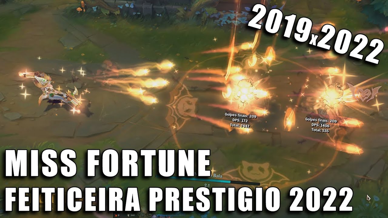 Miss Fortune Feiticeira Edição de Prestigio (2022) - Spotlight e Comparação (2019x2022)
