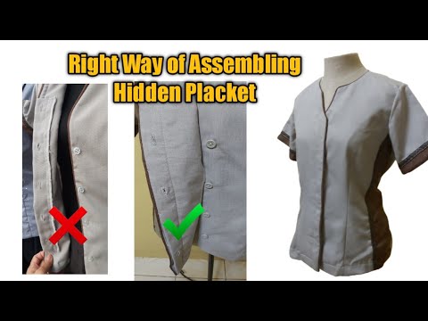 How to Assemble Hidden Placket/Botton with Piping (teacher's uniform wednesday?