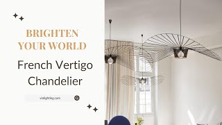 French Vertigo Fiberglass Chandelier | Modern Rustic Pendant Light for High Ceilings & Dining Rooms