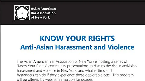 Anti Asian Violence - Know Your Rights (English)