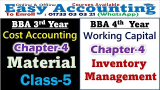Cost Accounting (Chapter-4) | Material | Working Capital Management | Inventory Management | BBA