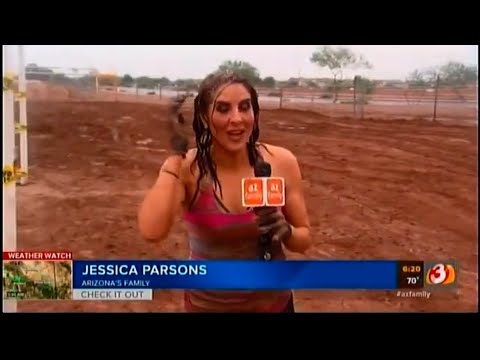 Mini Mud Run - Facing Off Against the Mayor! - News reporter doing a mud run.