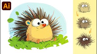 How to Draw Hedgehog Quills / Spikes Adobe Illustrator Cartoon Animal Illustration