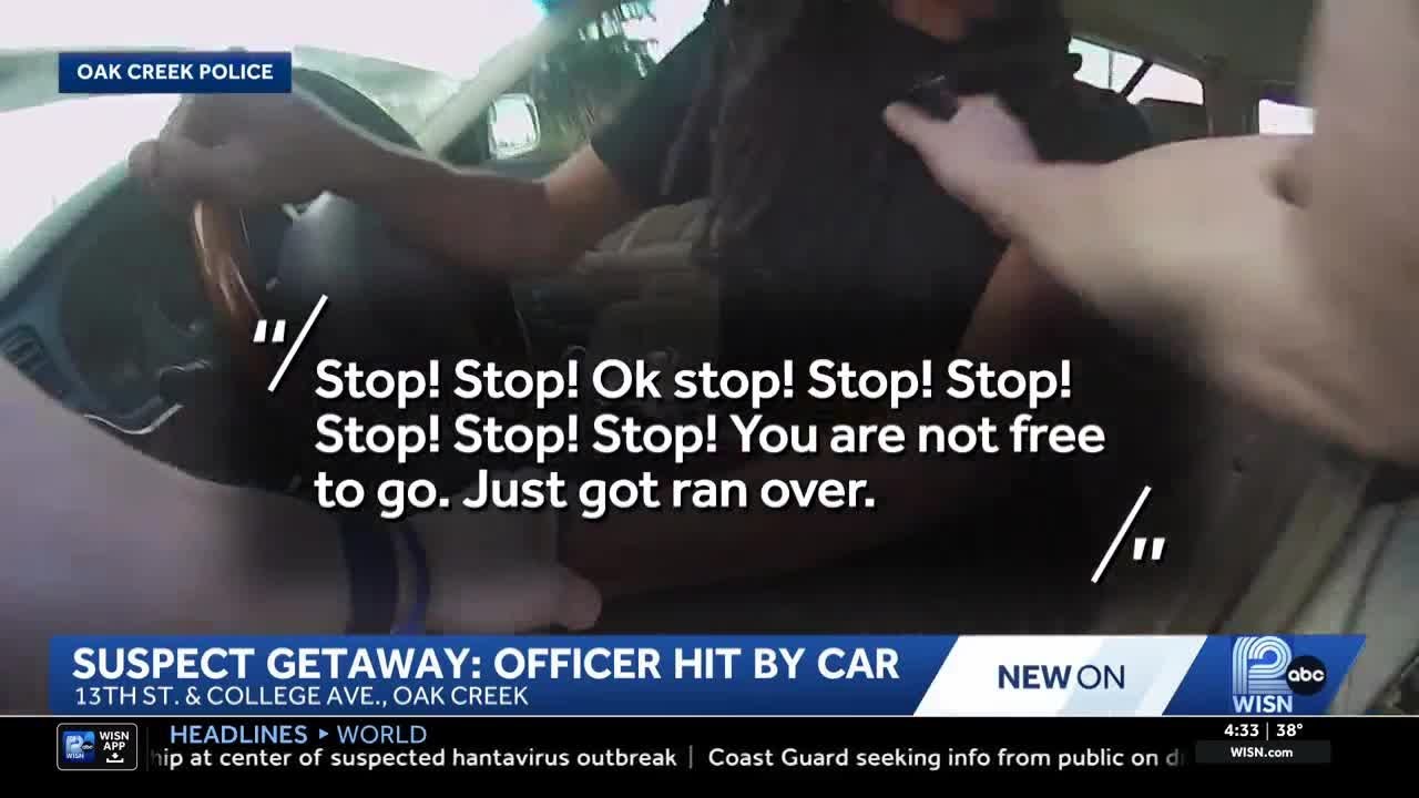 Suspect getaway: Officer hit by car - YouTube