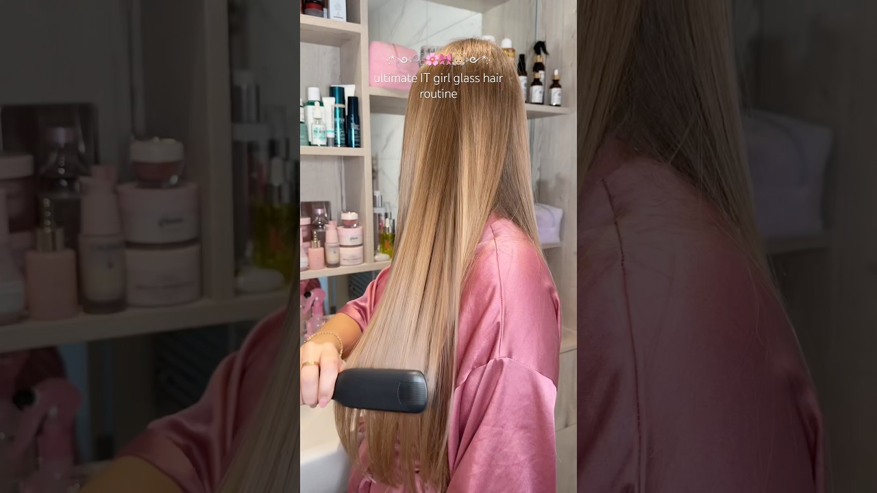 glass hair routine ?? #hairgloss #haircare #haircareroutine #hairroutine #hairgrowth #gloss #hair