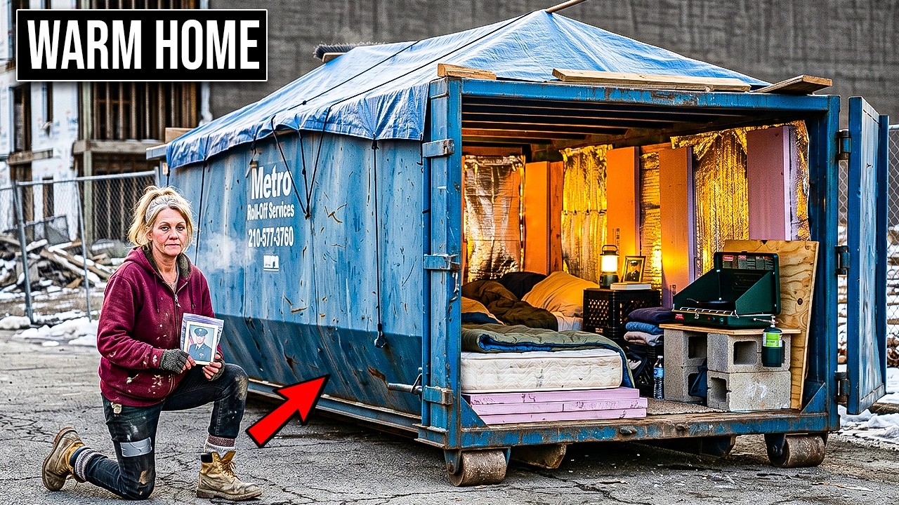 Homeless Widow Found a Dumpster So Wide She Fit a Bed and a Stove Inside