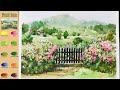 Basic Landscape Watercolor - Field Gate (sketch & color mixing, material introduce) NAMIL ART