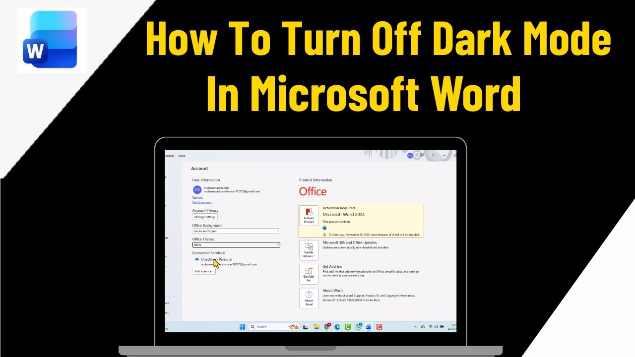 Как отключить темный режим в Microsoft Word