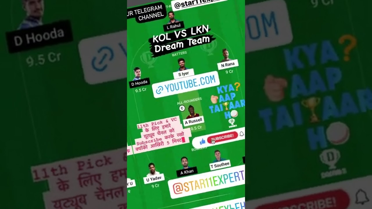 KOL vs LKN Dream11 Team || KOL vs LKN Dream11 Team Prediction || IPL 2022 || kol vs lkn dream11