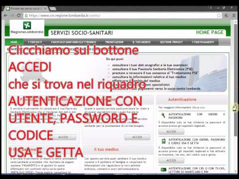 Tutorial: Primo accesso fascicolo sanitario elettronico Regione Lombardia CRS