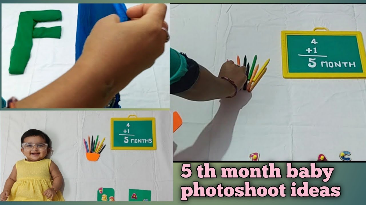 5th month baby photoshoot ideas /Easy baby photoshoot/ mathematics & Duppatas theme/creative ideas  