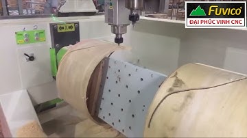 MÁY CNC 4D BỐN TRỤC , HAI BÀN LÀM VIỆC ĐỒNG THỜI CẮT VÁN ÉP CONG LÀM TỰA GHẾ WOODMASTER