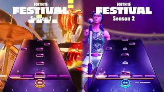 Fortnite Festival - "OG Future Remix" Expert Drums - Season 1 vs. 2 Chart Comparison